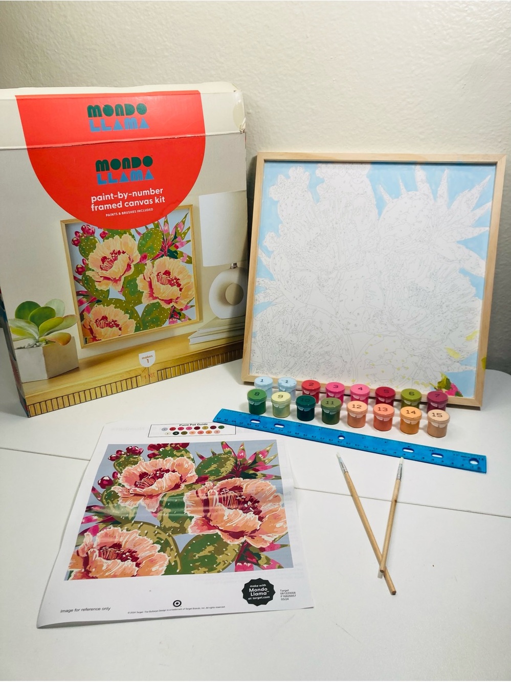 Barely Started: Mondo Llama Paint-by-Number Framed Canvas Kit